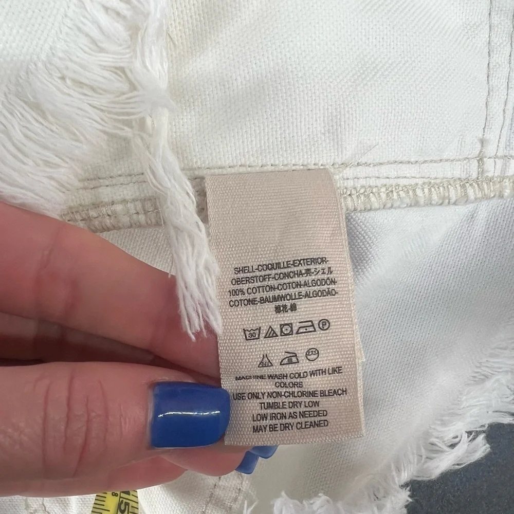 Free People White Cargo Distressed Mini Skirt With Pockets Raw Hem Size 27 - Picture 6 of 10